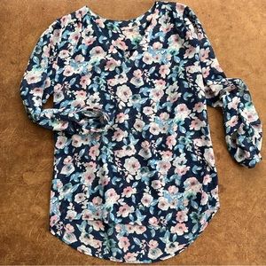 Alice Blue Ensenada Blouse, Blue & Pink Floral, Women's XS